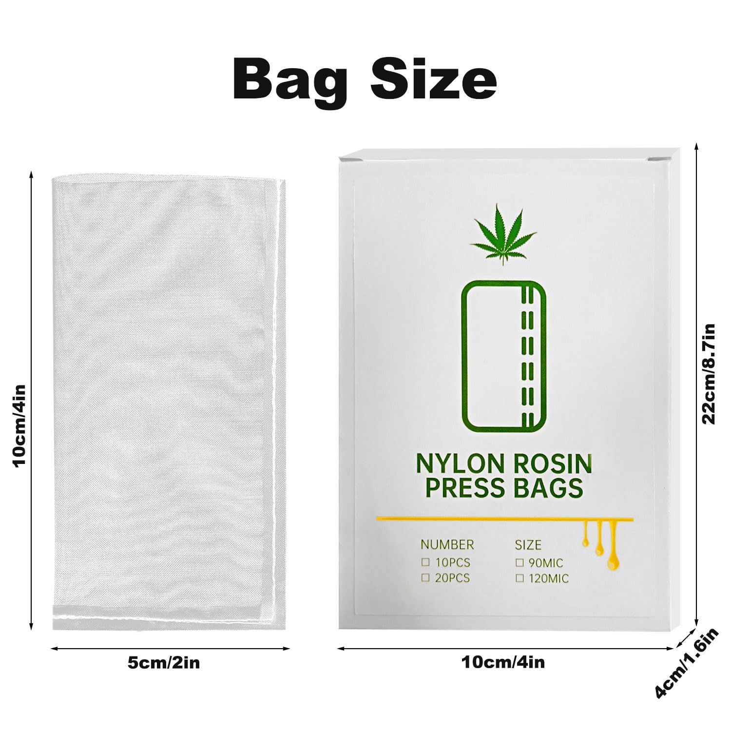 Bolsas de prensa de resina de Nylon 5x10cm - Doble costura, filtro de malla de alta resistencia para extracción de aceite