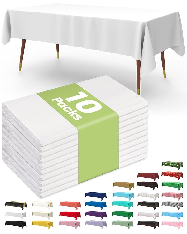 Pureegg Plastic Table Cloth Disposable 54 x 156 Inch 10 Packs, White by Pureegg - Used condition - US$18.04