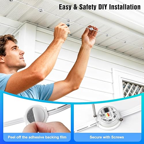 Miniatura 6 de Luces permanentes para exteriores para casa, 100 pies RGB+IC luces de alero inteligentes con color DIY, IP67 impermeable, aplicación y control