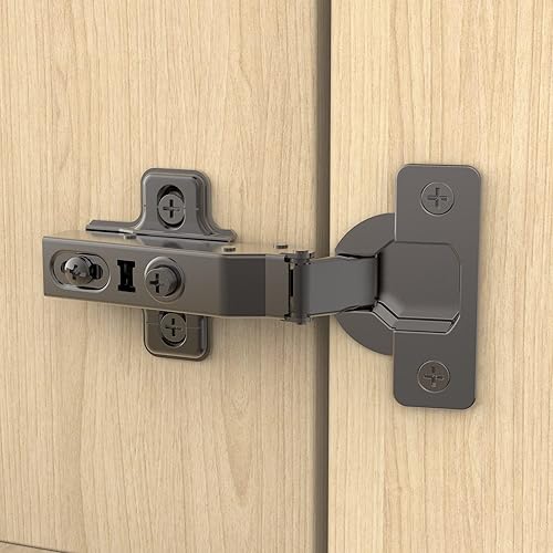 10 bisagras de cierre suave superpuestas de 34 pulgadas, placa de clip, 105 grados, hidráulica silenciosa, bisagra oculta europea sin marco negro