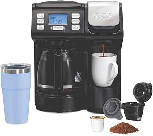 Hamilton Beach FlexBrew Trio 3-Way Coffee Maker, Single Serve & 12 Cup Drip Coffee Maker, Pod & Ground Coffee Compatible, Fast Brewing, Programmable, 56 oz Reservoir, Black (49902C)