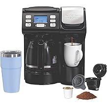 Hamilton Beach FlexBrew Trio 2-Way Coffee Maker, Compatible with K-Cup Pods or Grounds, Combo, Single Serve &amp; Full 12c Pot, Black - Fast Brewing (49902)