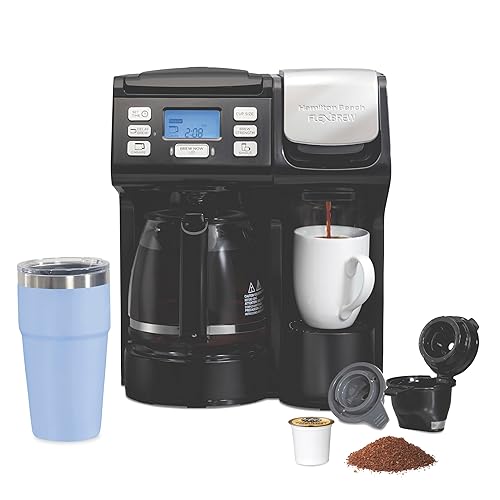 Hamilton Beach FlexBrew Trio 2-Way Coffee Maker, Compatible with K-Cup Pods or Grounds, Combo, Single Serve & Full 12c Pot, Black - Fast Brewing (49902) - Black, Fast Brewing, Removable Reservoir