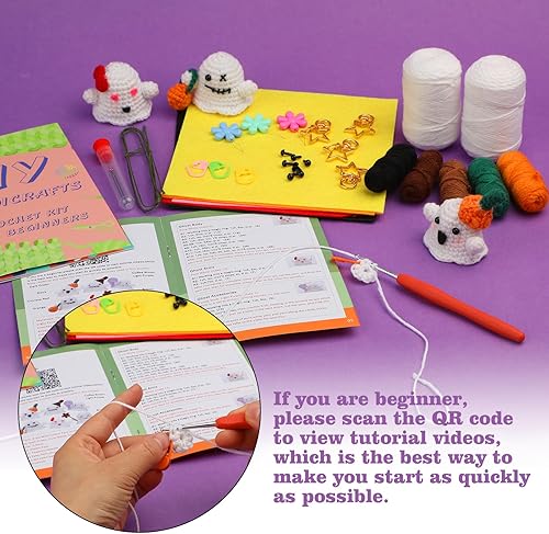 Miniatura 4 de Pnytty Kit de ganchillo para principiantes y adultos, kit de ganchillo para principiantes de Halloween, 12 piezas de Ghost Family Kit completo de