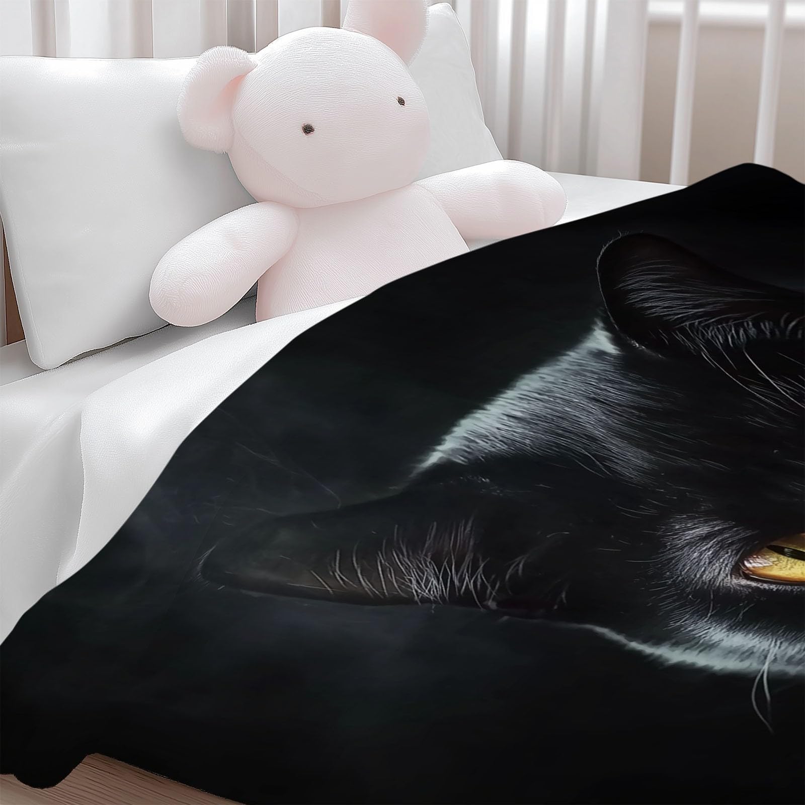 wohndecke Tier Schwarze Katze, Super Weiche Gemütliche Warme Flanell-Wurfdecke, leichte dekorative Klimaanlagen-Decke, Sofa Couch Wohnzimmerdekoration für Erwachsene Kinder Büro 150 x 200 cm