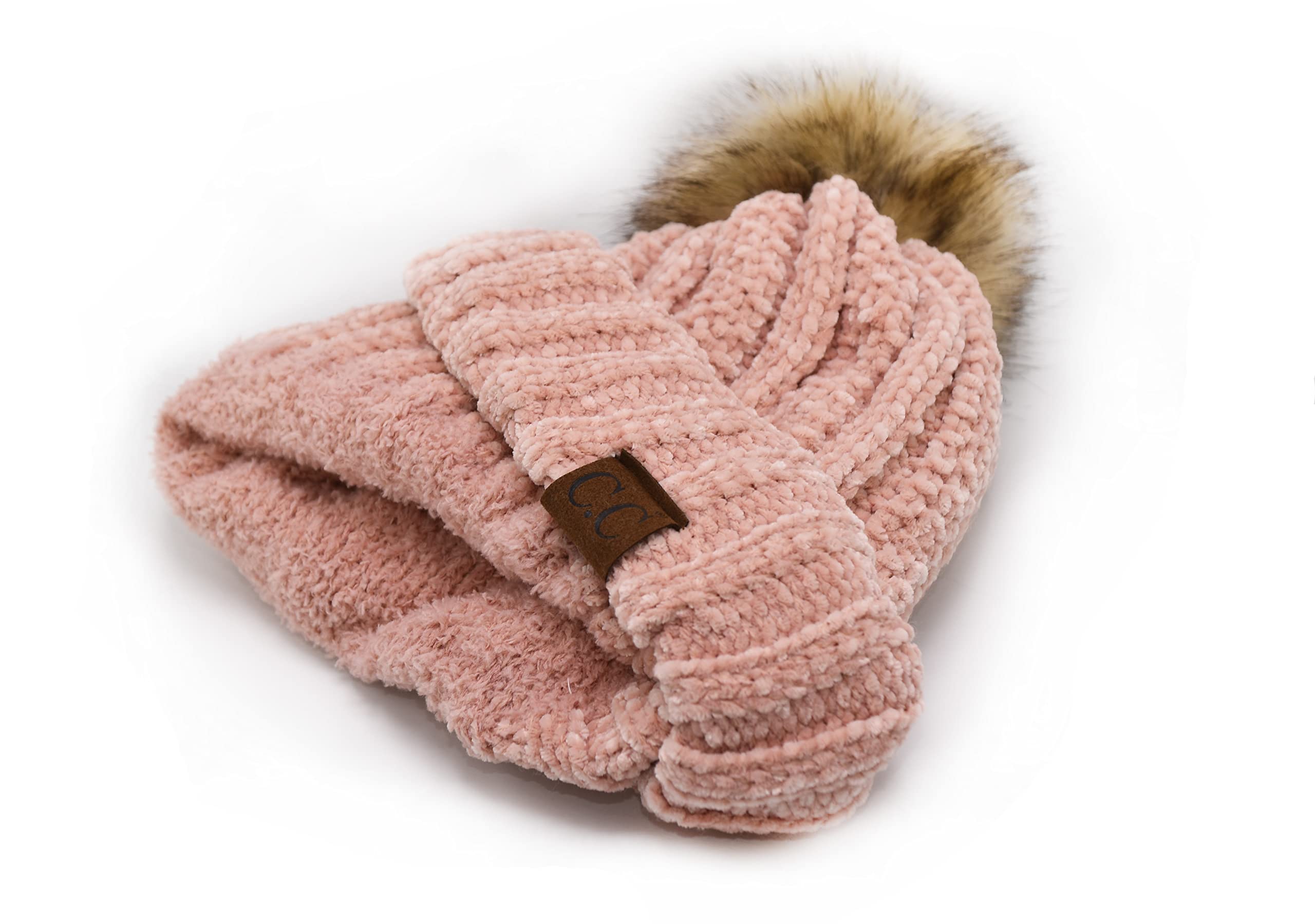 C.C Faux Fuzzy Fur Pom - Bonnet - Femme