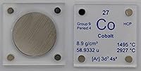 Vista 5 de Disco de metal cobalto (Co) de 0.955 in con estuche acrílico para colección o experimentos