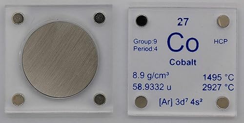 Miniatura 5 de Disco de metal cobalto (Co) de 0.955 in con estuche acrílico para colección o experimentos
