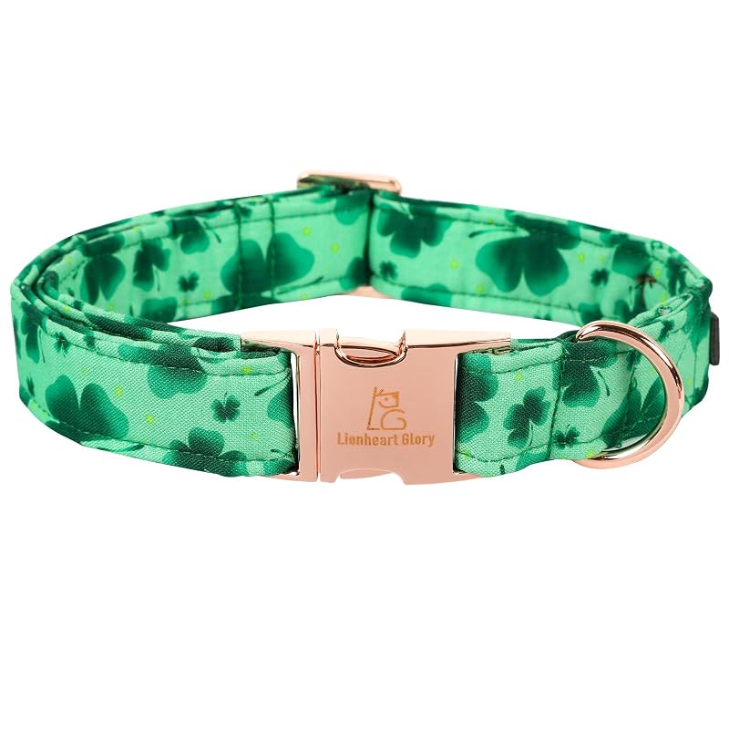 Coleira para Cães com Trevo em Algodão Ajustável Lionheart glory B:Lucky Clover, Tamanho Grande, 1 unidade