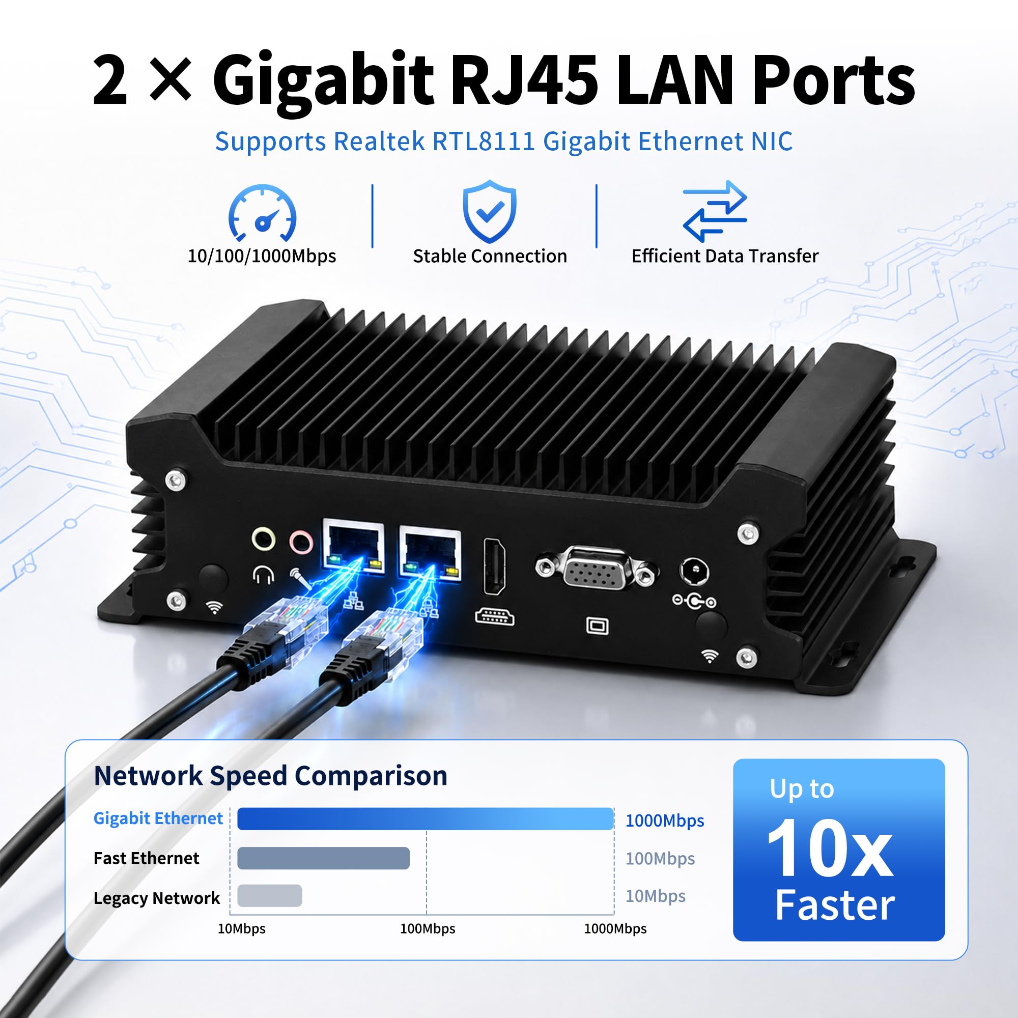 Fanless Mini PC Industrial Computer, Core i3-1215U up to 4.4GHz, 2 x COM RS232, Dual Gigabit LAN, Desktop Micro PC DDR4 16GB RAM 512GB SSD, HD+VGA, SIM Slot, Auto Power On