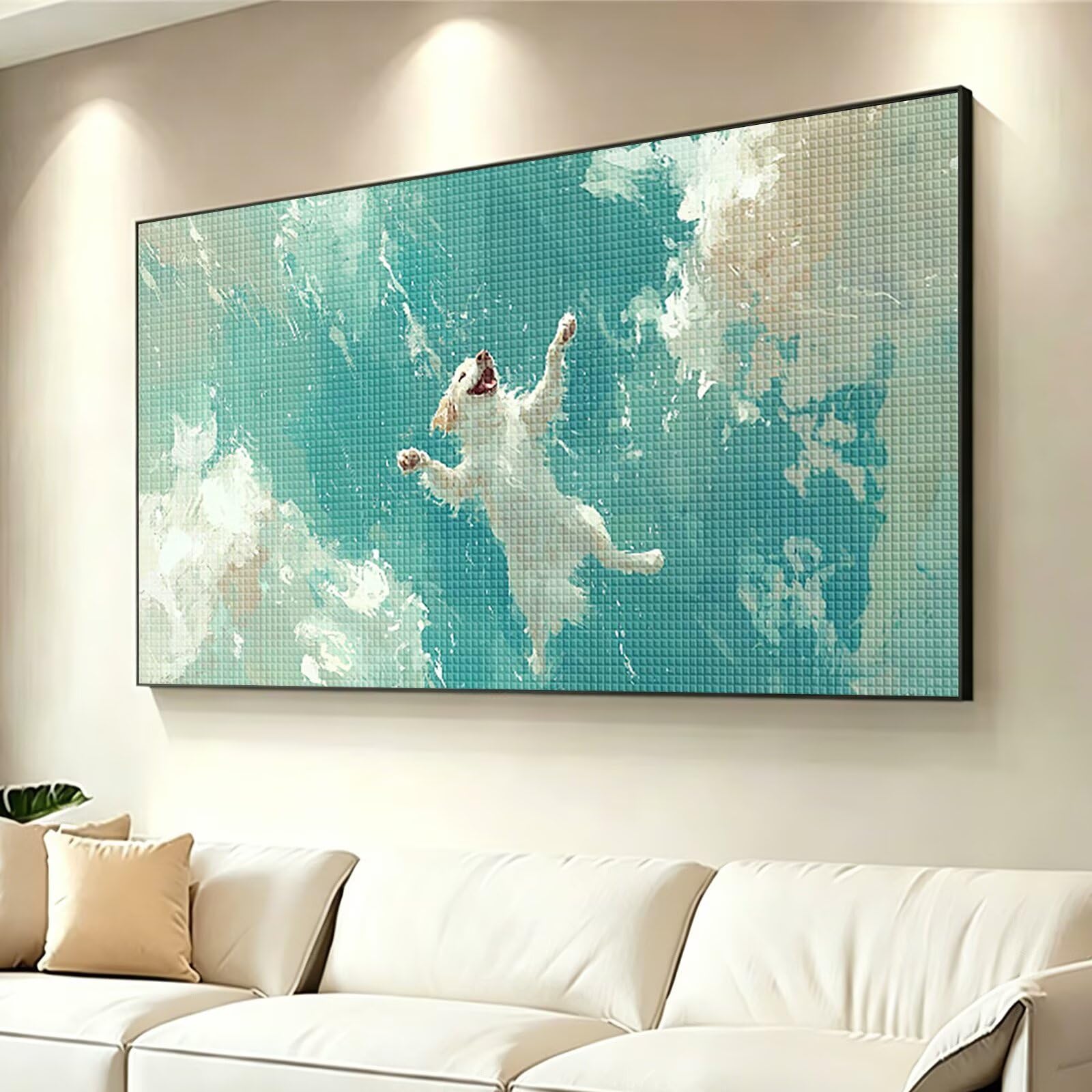 Diamond Painting Adultos Animal Pintura Diamante, Perro Diamond Painting 5D Completo, DIY Cuadrado Bordado Punto de Cruz Cuadros de Diamantes Kit para Decoracion Hogar, Regalo Mujer 160x80cm 0J-562