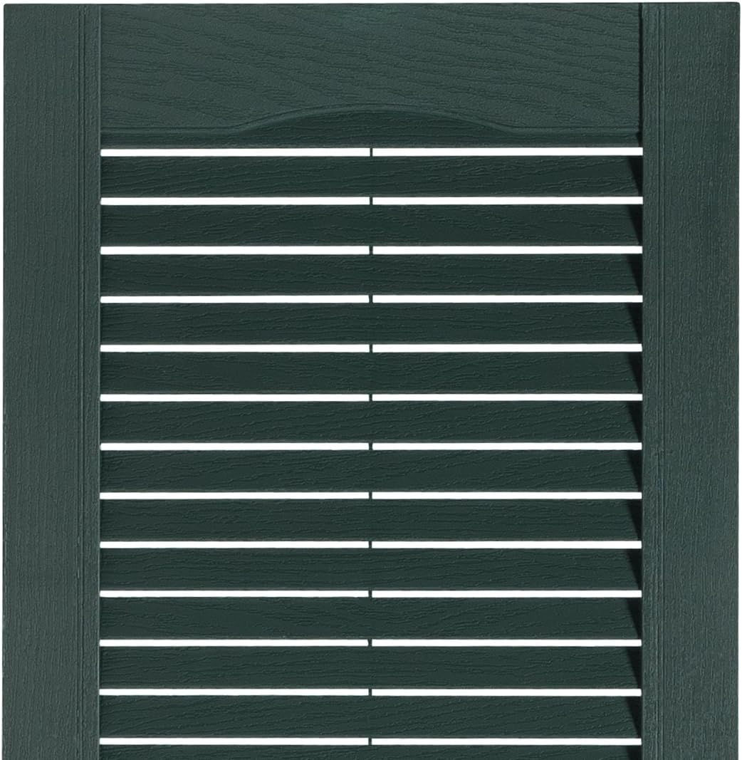 Exterior Solutions Standard Louver Exterior Vinyl Shutter, Heritage Green (Pair), 15 Inch x 39 Inch