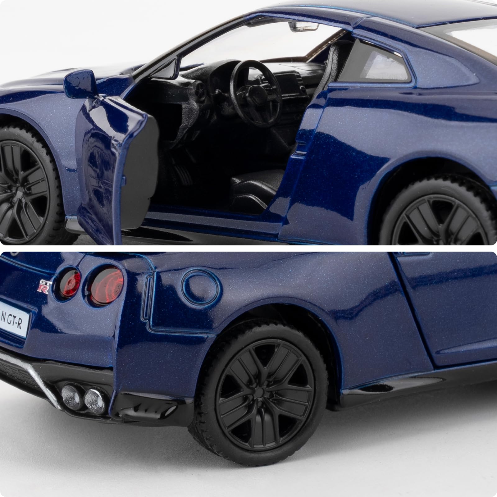 Nissan GTR R35 Spielzeugauto 1:36 – Zinklegierung, Pull-Back Funktion, öffenbare Türen, Für Kinder & Sammler
