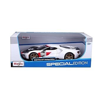 Amazon.com: Maisto 2021 Ford GT #98 White Heritage Edition 1