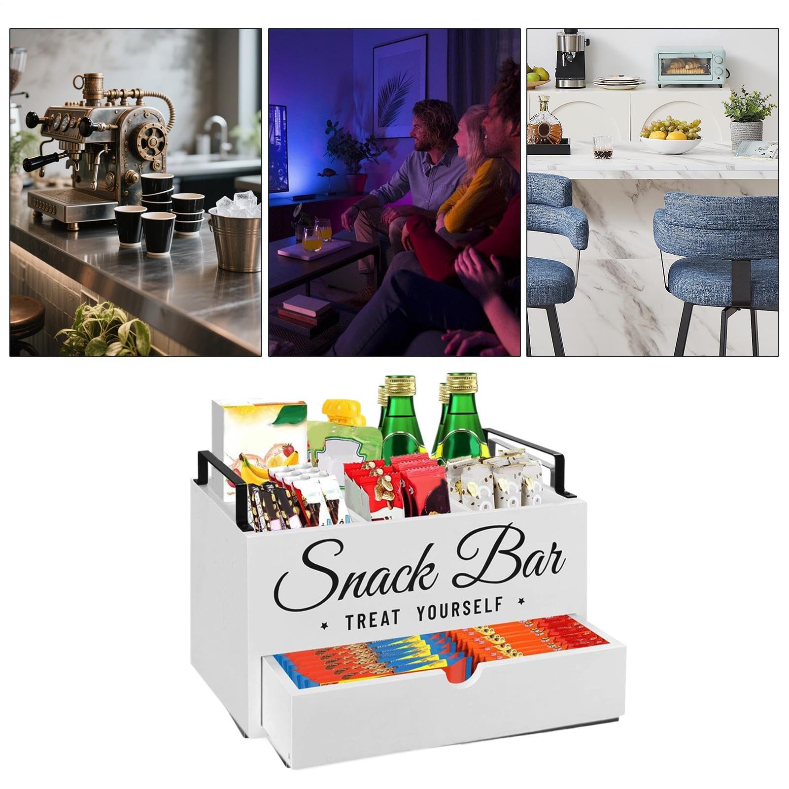 Kaffeestation Organizer Anrichte Kaffee Organizer Station Für Küche | Präsentationsständer Mit Schublade Hölzern Für Küchenorganisation Tee Zucker Gewürze Zubehör Zuhause Hotel