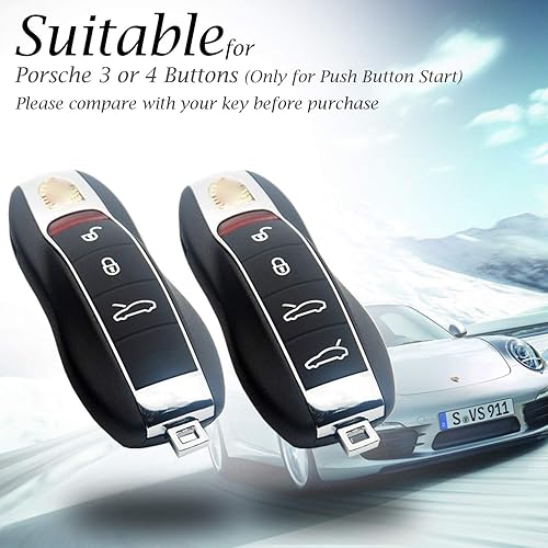 Miniatura 5 de Vitodeco Funda inteligente de cuero genuino con correa de cuero compatible con Porsche 718 Porsche 911 Porsche Panamera Porsche Cayenne 4 botones