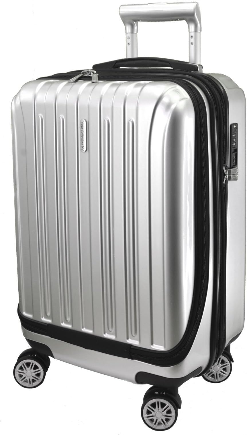 Luggage 20” Carry-on Expandable Spinner Trolley with pocket for computer (Silver)