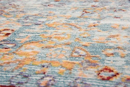 Miniatura 8 de Unique Loom Austin Collection - Alfombra de área (8 pies, cuadrada, azul clarocrema)