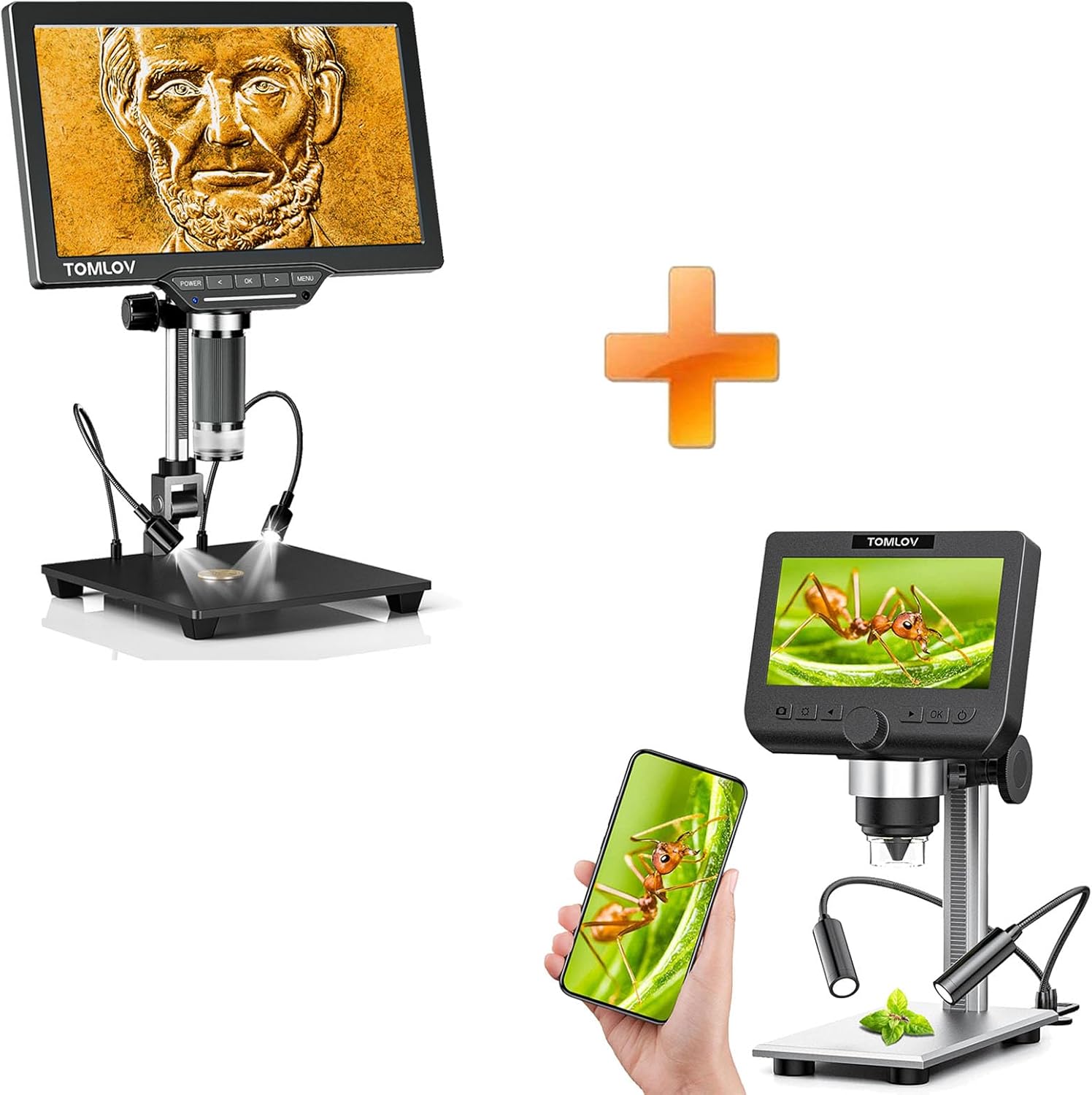 TOMLOV DM4 Pro Wireless Digital Microscope 4.3" LCD Digital Microscope 1000x, IPS