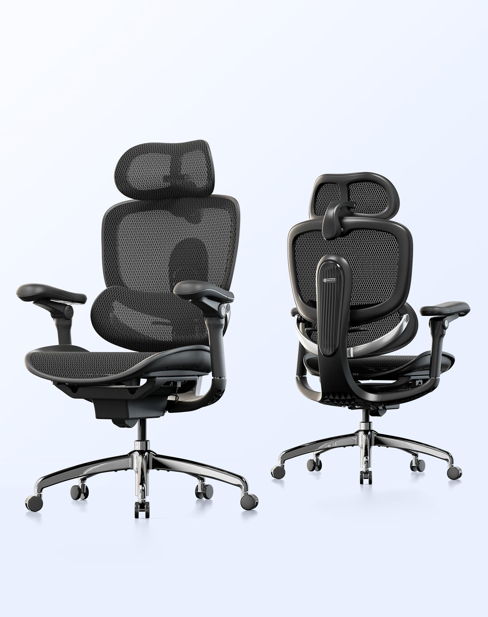 SIHOO SIHOO Doro C300 Pro V2 Ergonomic Office Chair Without Footrest, Full-Body Adaptive Support, 8D Armrests & Breathable Mesh, Comfy High Back Computer Desk Chair for Long Hours, 135° Recline (Black)
