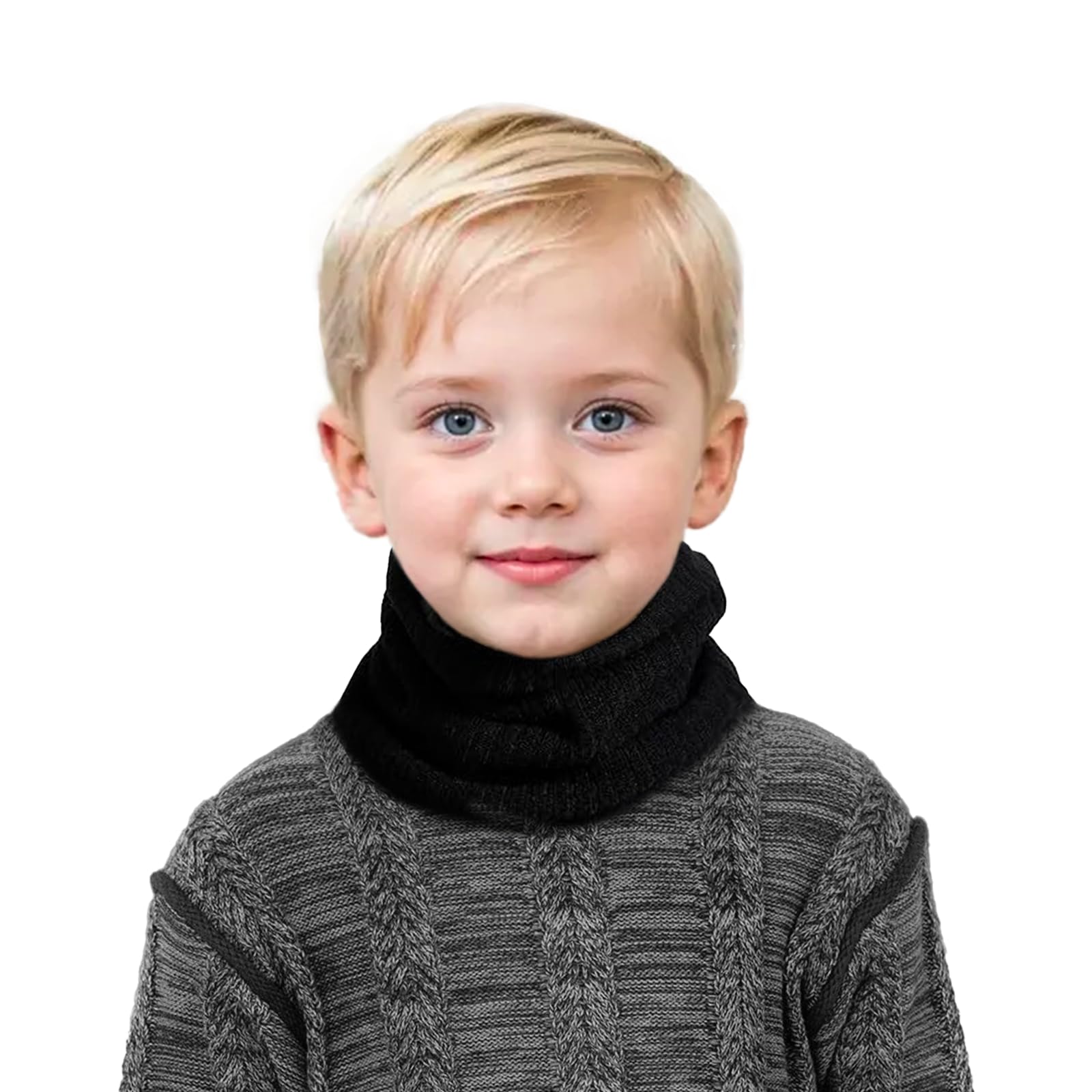 2 Piezas Tubos de Invierno para Niños, Bufanda de Tubo de Esquí, Bucle, Calentador de Cuello, Calentador de Cuello, Bufanda Térmica Resistente al Viento, Bufanda para Ciclismo (Negro, Gris)