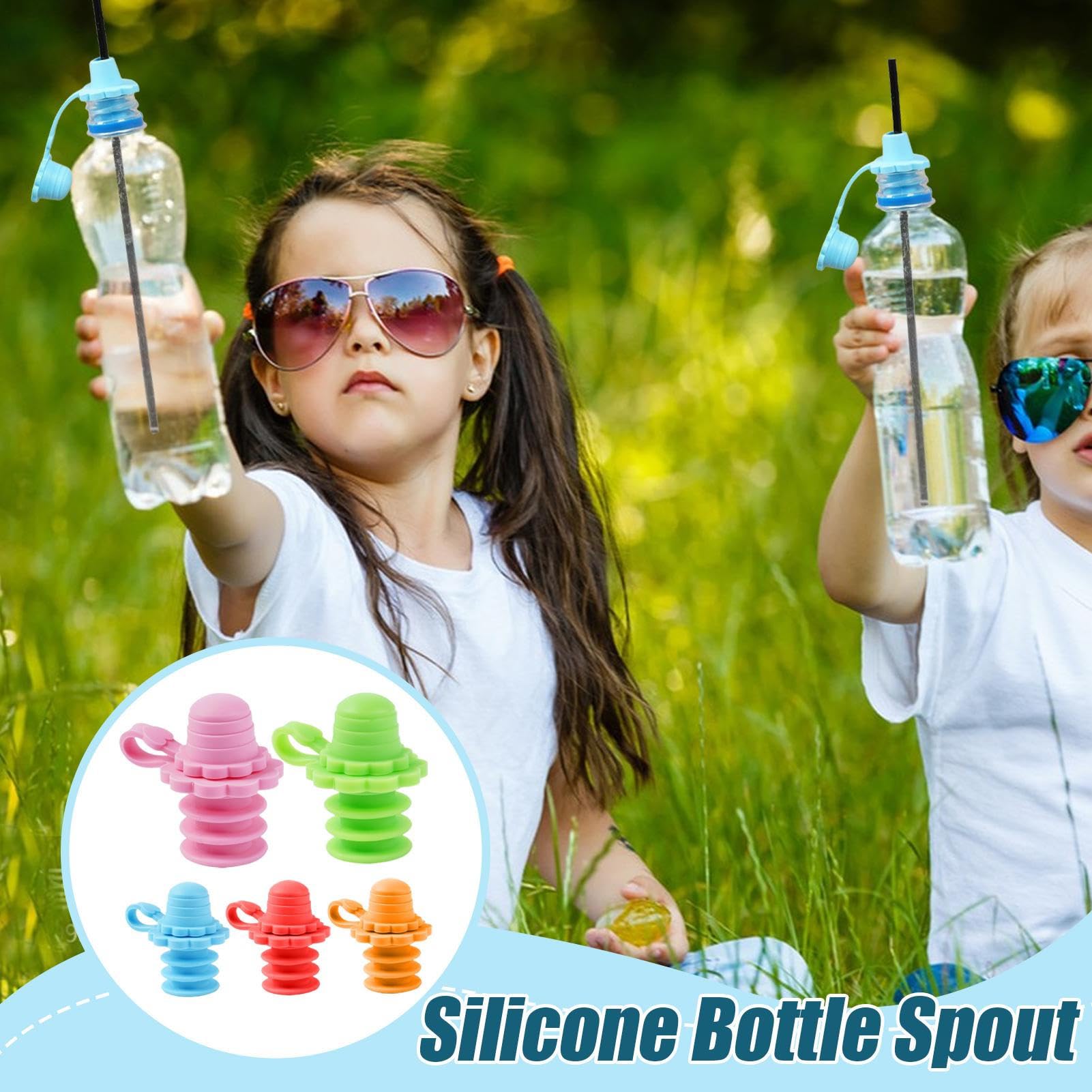 Tapa para Botella,Pitorro De Silicona Antiderrames para Niños | Tapa Protectora Apta para Lavavajillas para Escuela Viajes Y Exteriores