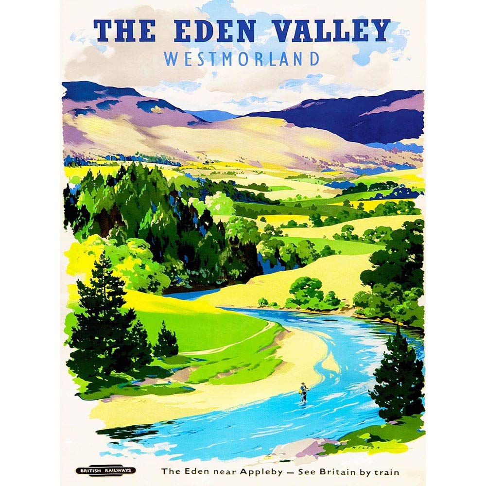Wee Blue Coo Travel Transport Tourism Eden Valley Westmorland Cumbria River UK Art Print Poster Wall Decor 12X16 Inch
