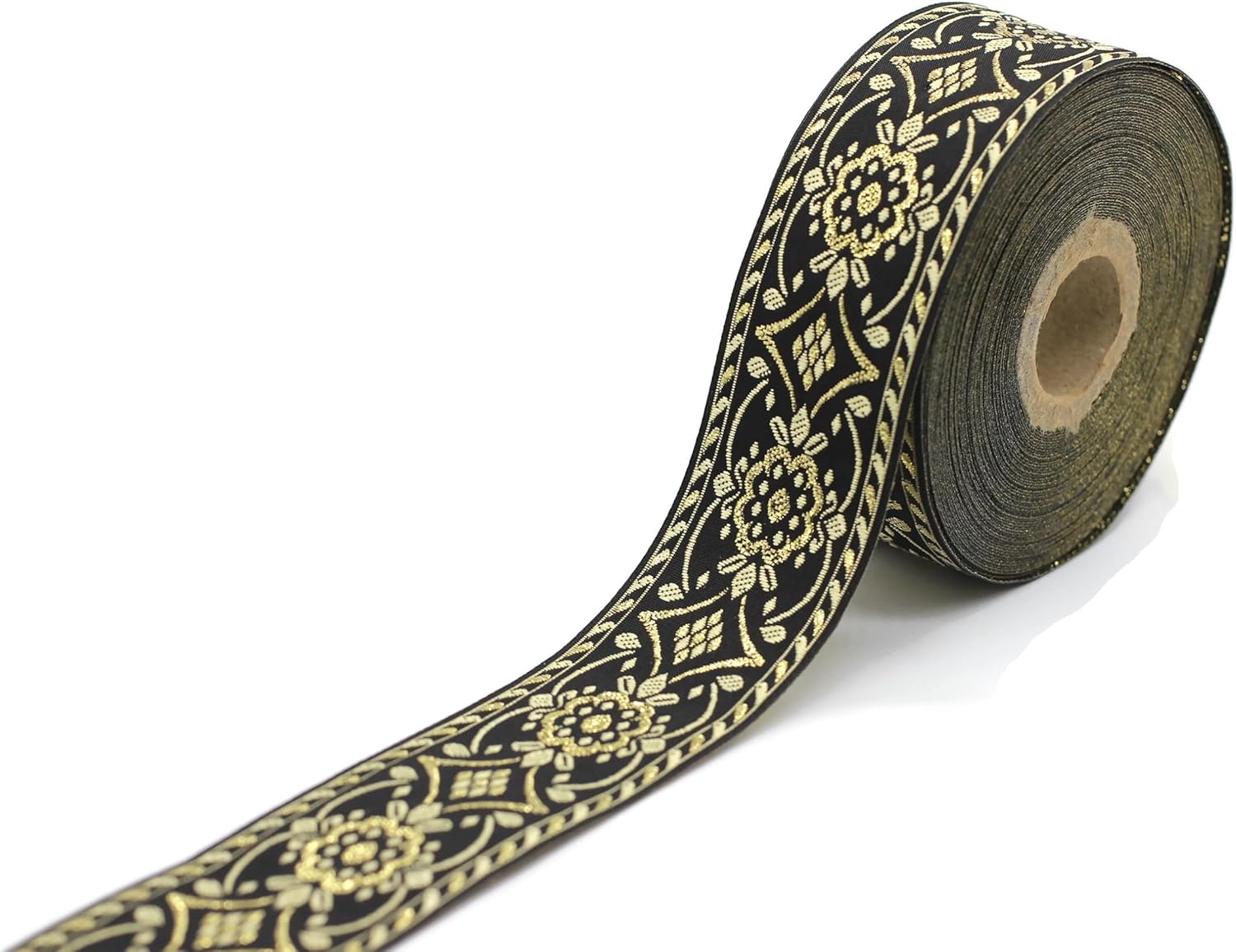 11 Yard Spool 35 mm Wide Black/Yellow Jacquard Ribbon Vintage Ribbon Geometric Ribbon Dog Collar Supplies Ribbon Trim 35948