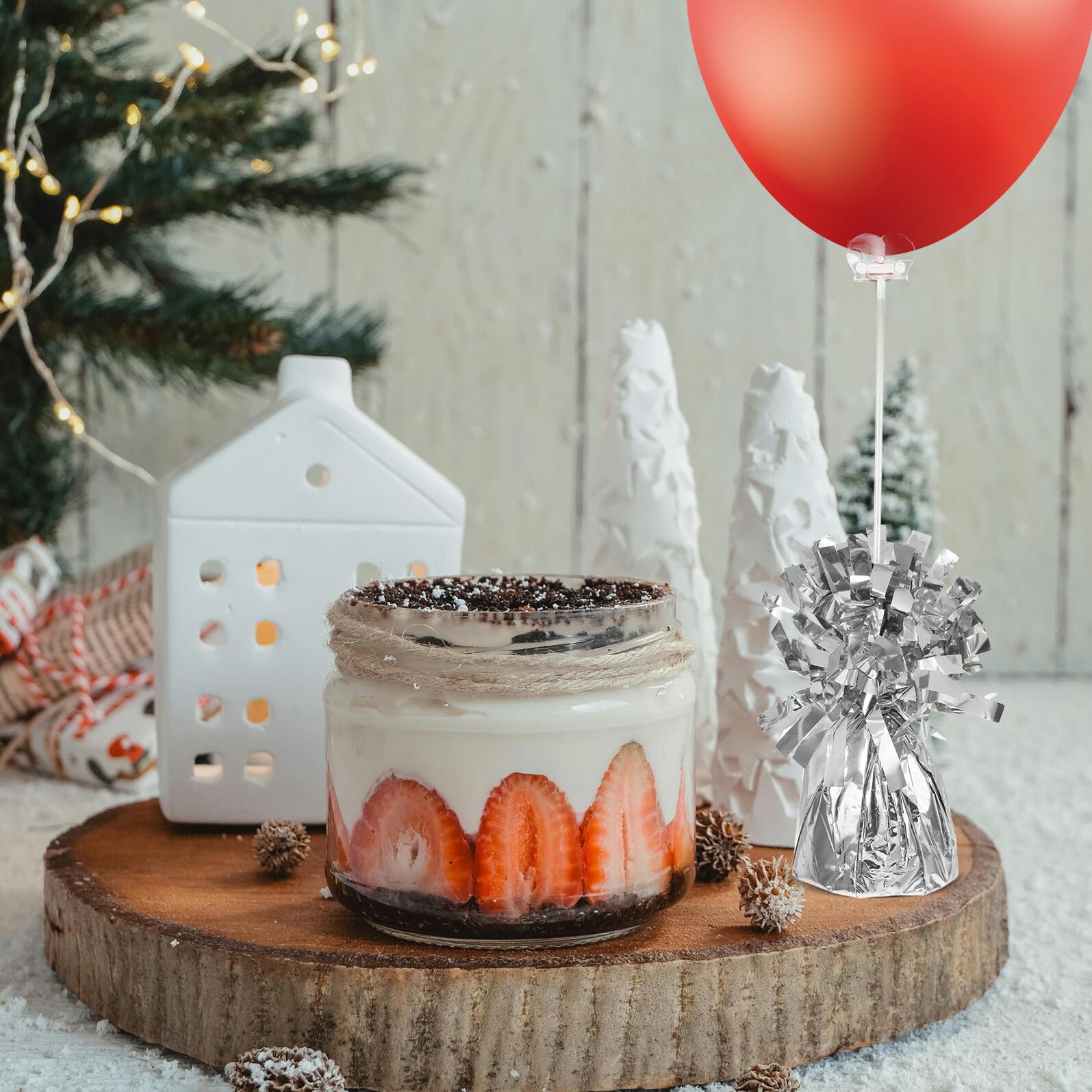 Ballongewichte Silber aus Pvc und Zement für Ballondekoration | 6 Stück, für Hochzeit und Geburtstag, Einfache Handhabung, Elegantes Design