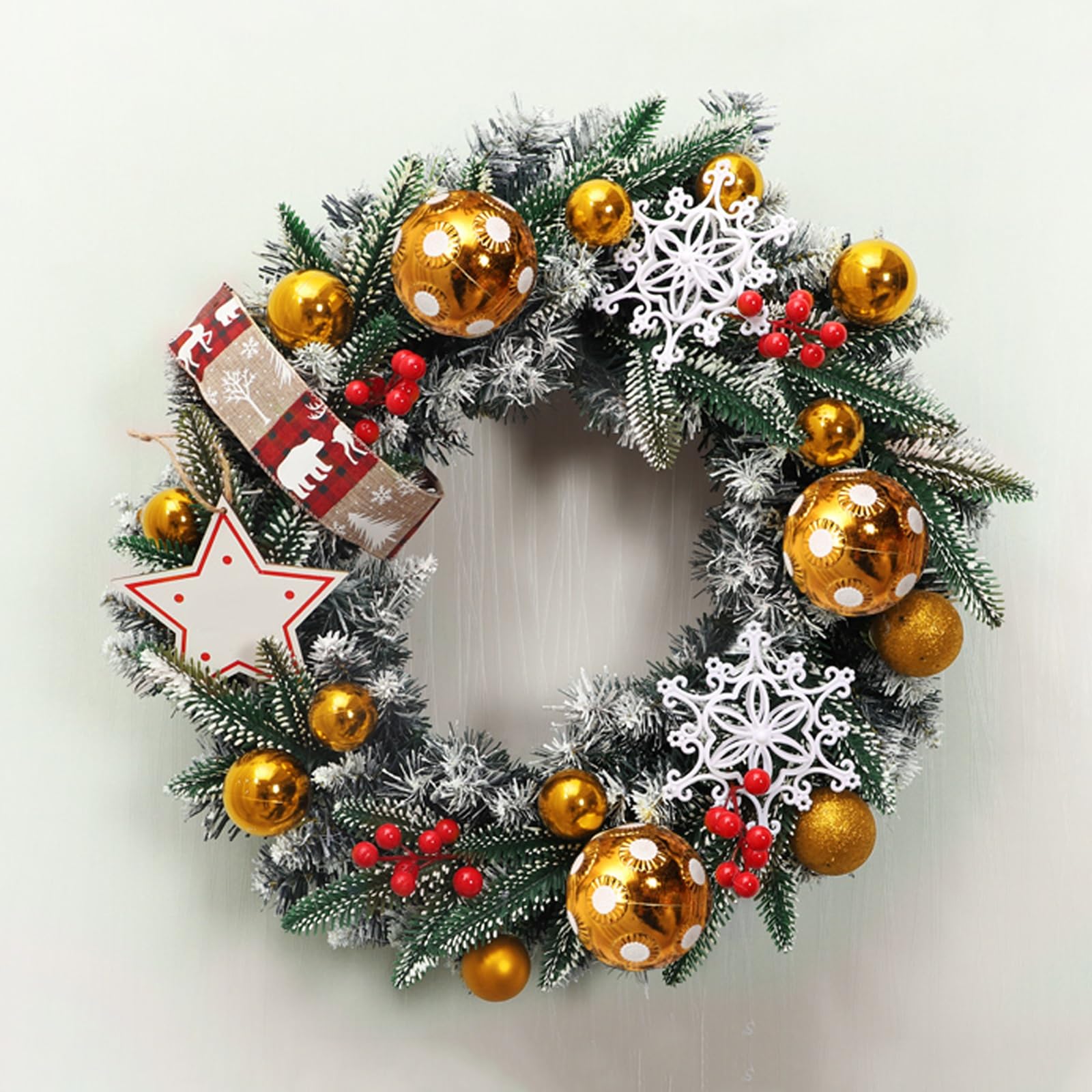 OPFdfhDFH Christmas wreaths, Holiday Garland, Artificial Pine with Berries, Ball, Garlands for Decoration for Front Porch, Window, Engagement Party Decorations(Gold)