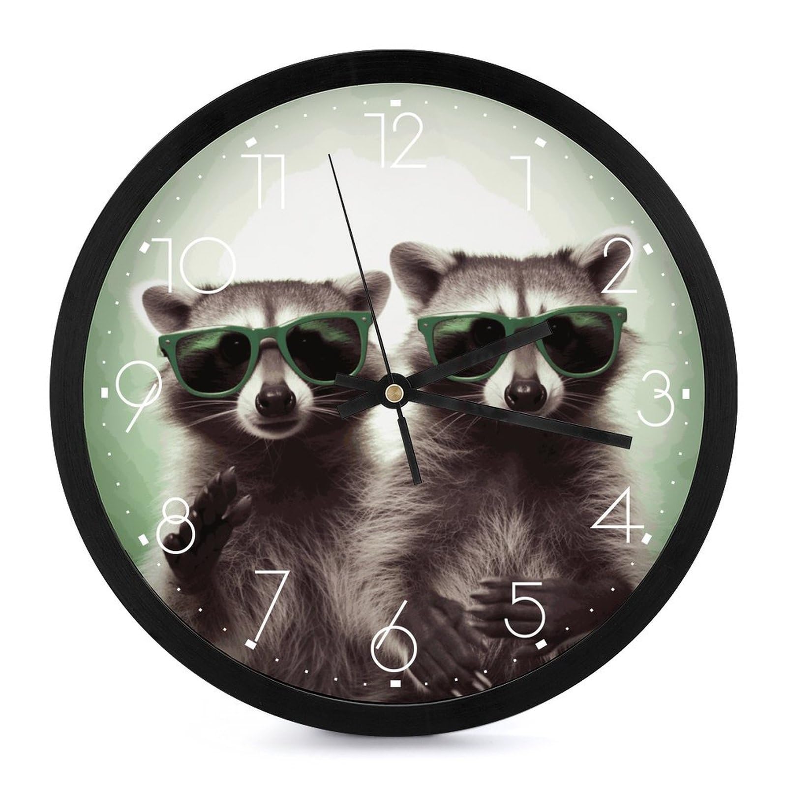 Horloge murale silencieuse raton laveur vert 25,4 cm pour sublimer votre décoration sans câble