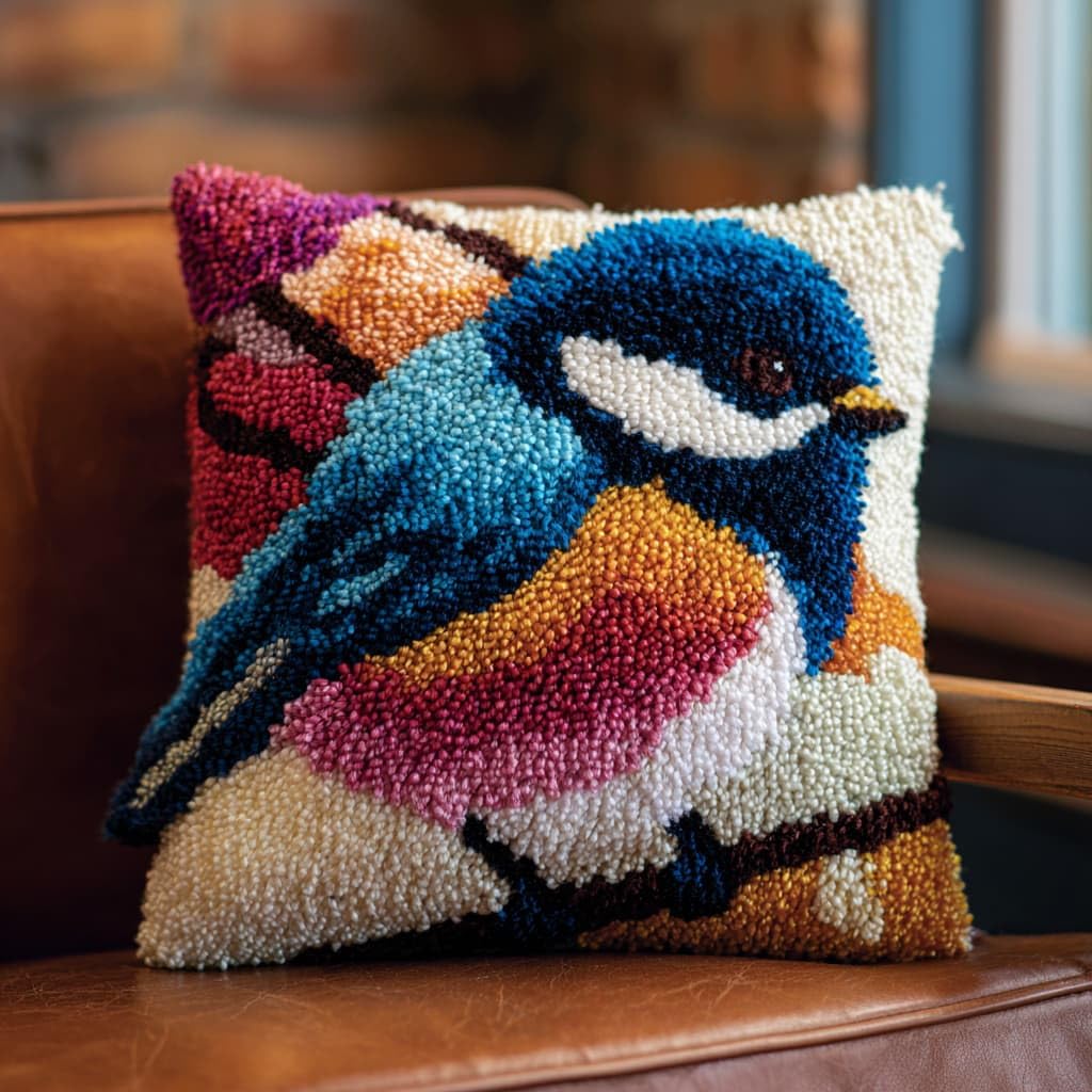 WallustrioaW Latch Hook Cushion Kits for Adults,Animals Birds