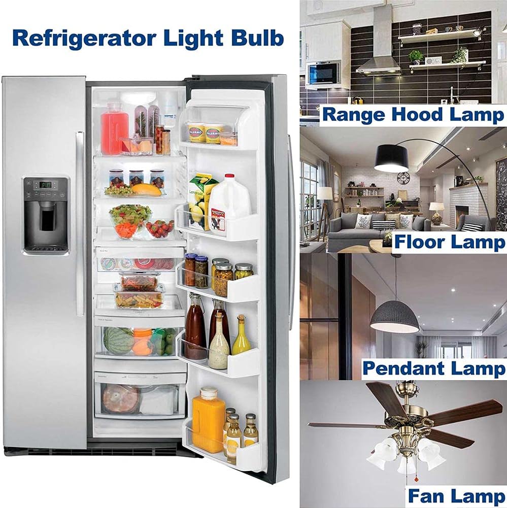 E17 LED Bulb Daylight 5.5W Appliance Light Bulb Range Hood Refrigerator Ceiling Fans 17mm Intermediate Base Bright 820LM Lamp, 40W-60W Equivalent, T8 Tubular AC100-265V Non-Dimmable, Pack of 2