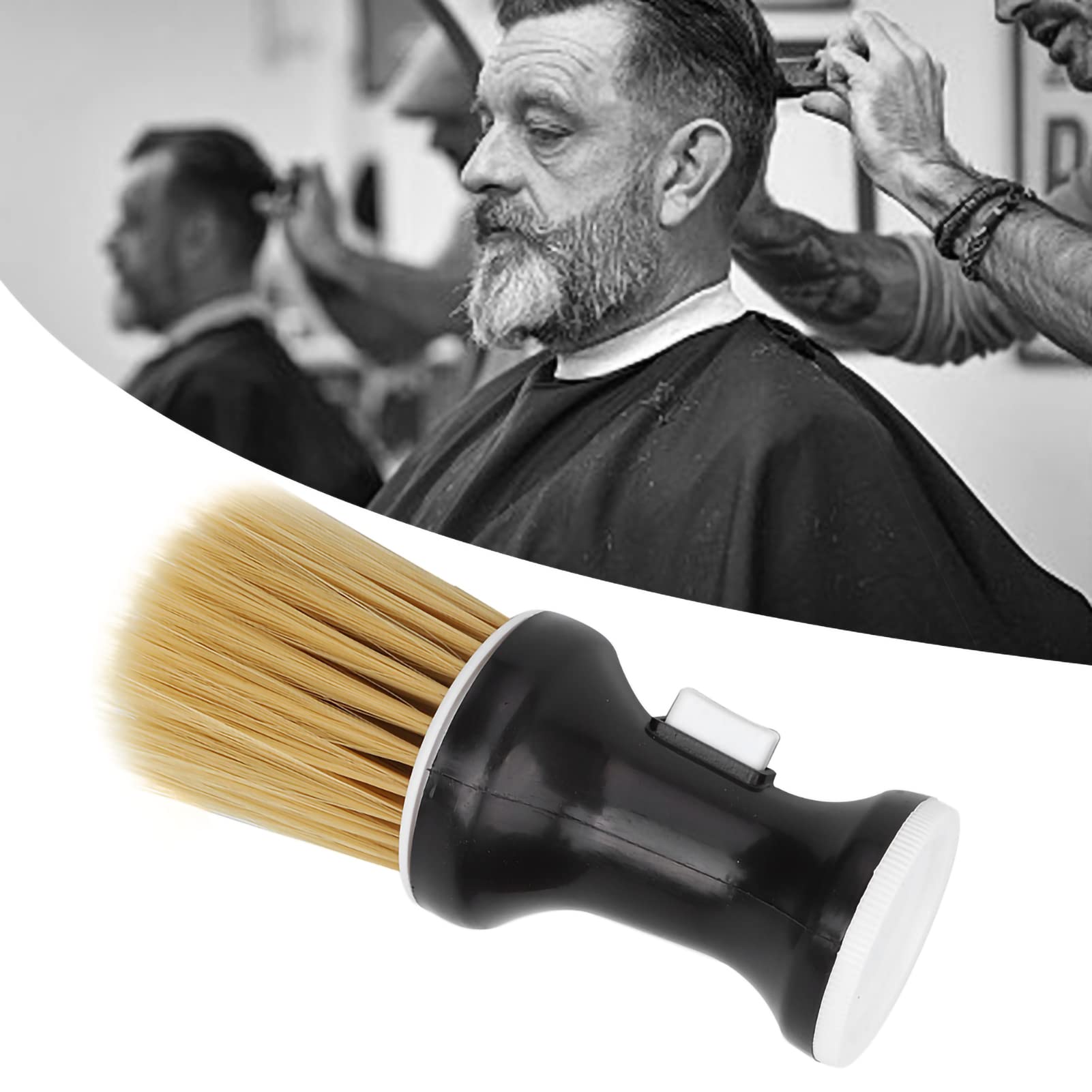 Pennelli per Collo, Spazzolino barbiere spolverino per capelli morbidi Spolverino per collo per parrucchiere Spazzola professionale per la pulizia della polvere soft hair brush(Nero)