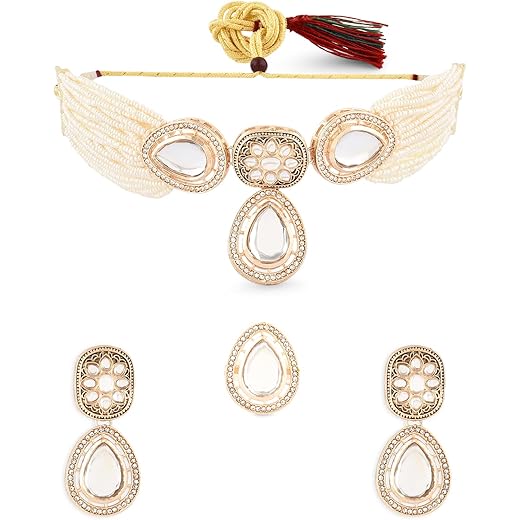 Gold Tone Multistrand Kundan Choker Set