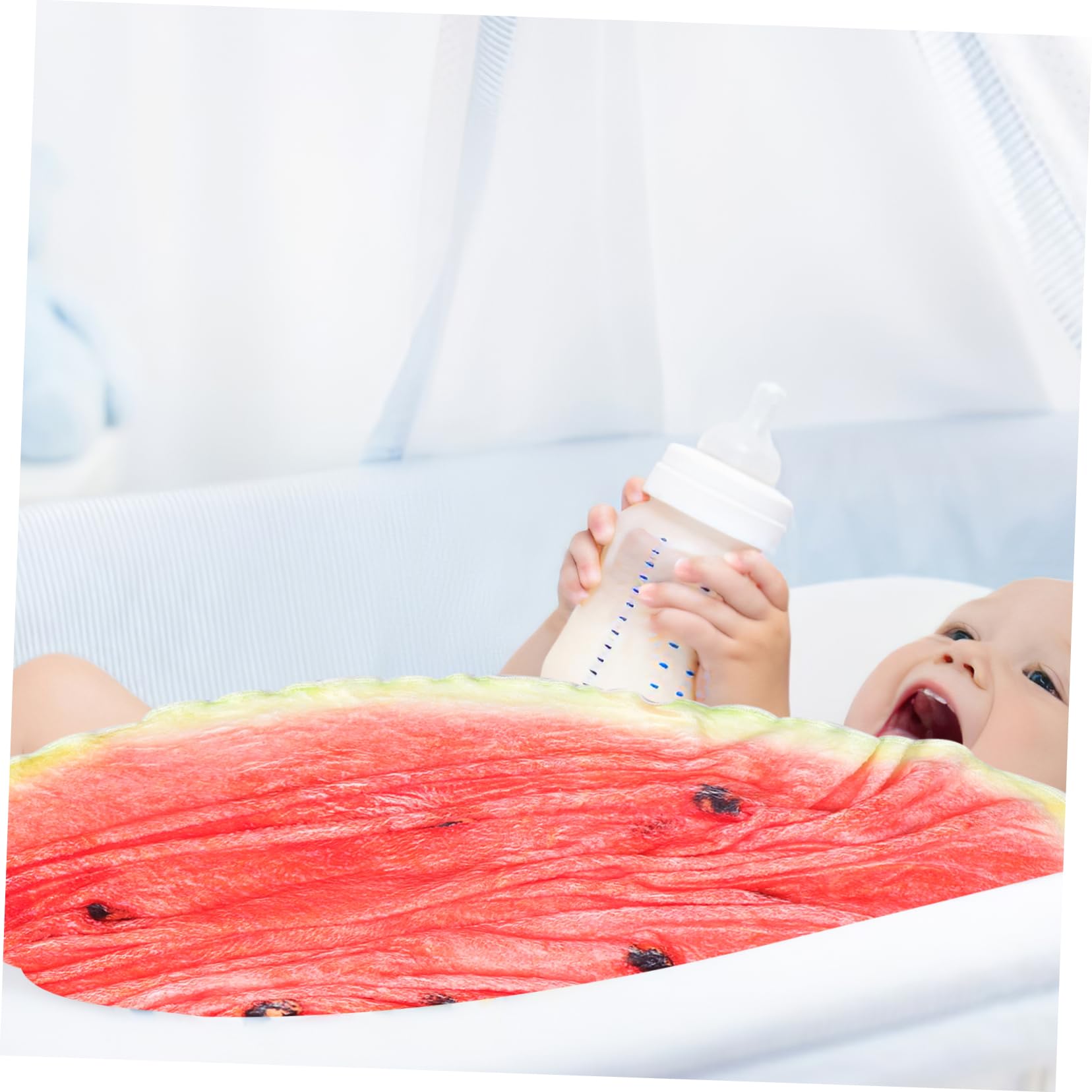 FOMIYES 1Set Watermelon Flannel Blanket with Cap Soft for Boy Girl Lightweight and Cozy Blanket with Matching Beanie Hat