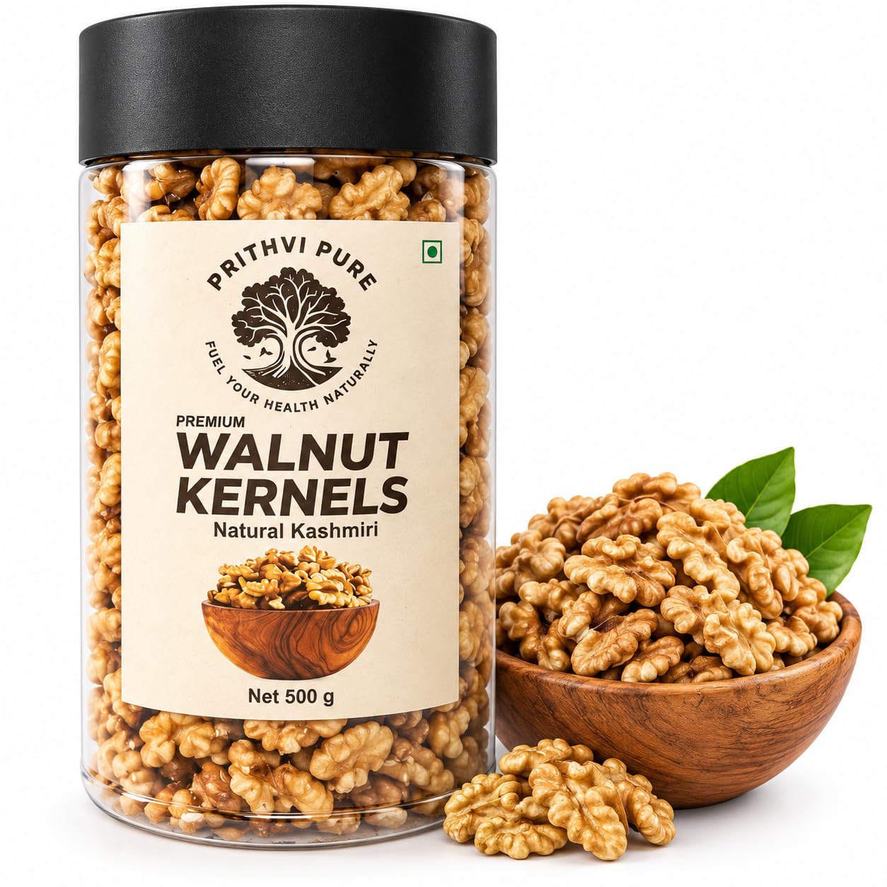 PRITHVI PURE Walnut Kernels (Akhrot Giri) Premium Quality, 100% Natural & Fresh, Rich in Omega 3, Protein & Fiber, Healthy Dry Fruits for Brain Health & Daily Nutrition 500g