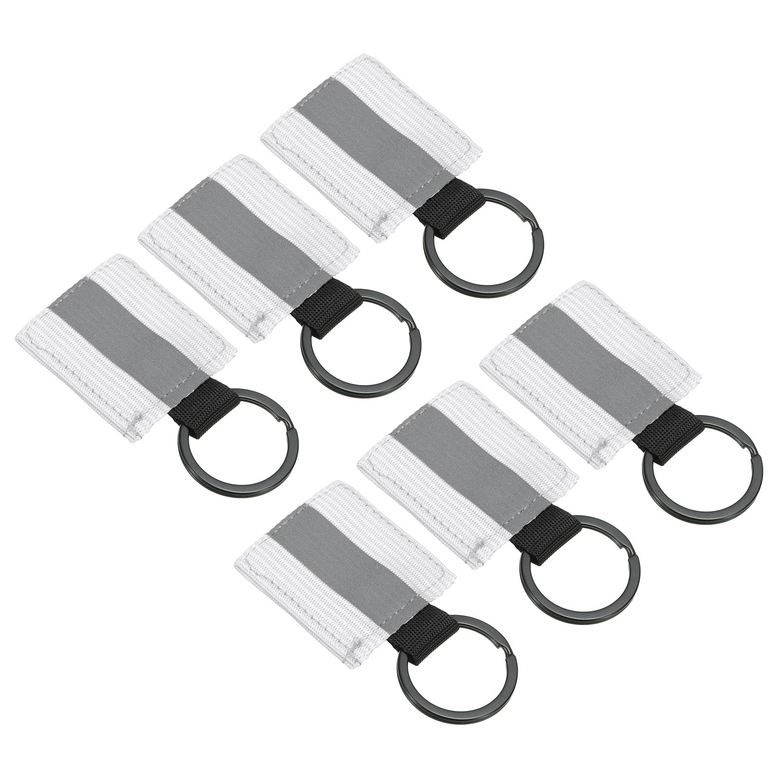 PATIKIL Reflective Keychain Tags, 6 Pack Reflective Zipper Pulls Nylon Keychain High Visibility Reflectors Tags for Backpack Pendant Dog Collar, White — image 1