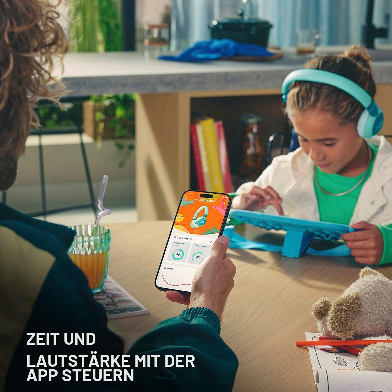 JBL Junior 320BT - Kabellose Kopfhörer für Kinder, sicherer Klang (<85dB), Kindersicherung mit individueller Lautstärke und Wiedergabezeit