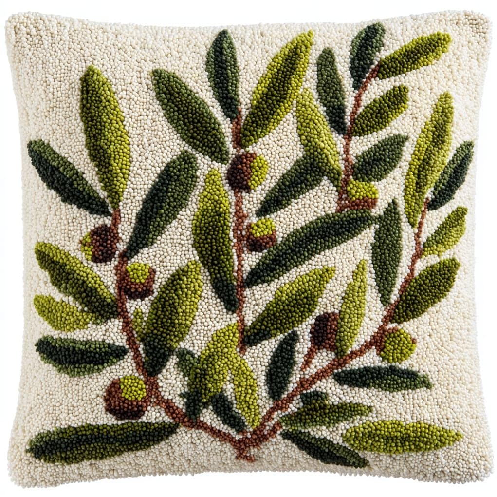 WallustrioaW Latch Hook Pillow Kits Pillow Cover,Olive Branch