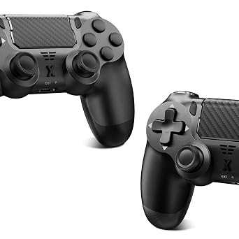 Quevati Wireless Controller for PS-4,Dual Vibration Game Joystick/Motion Sensing/Touchpad/Speaker/3.5mm Audio Jack Headphone,Upgraded Six-Axis Sensor,Compatible with PS4/Slim/Pro Console/PC,2PCS BLACK
