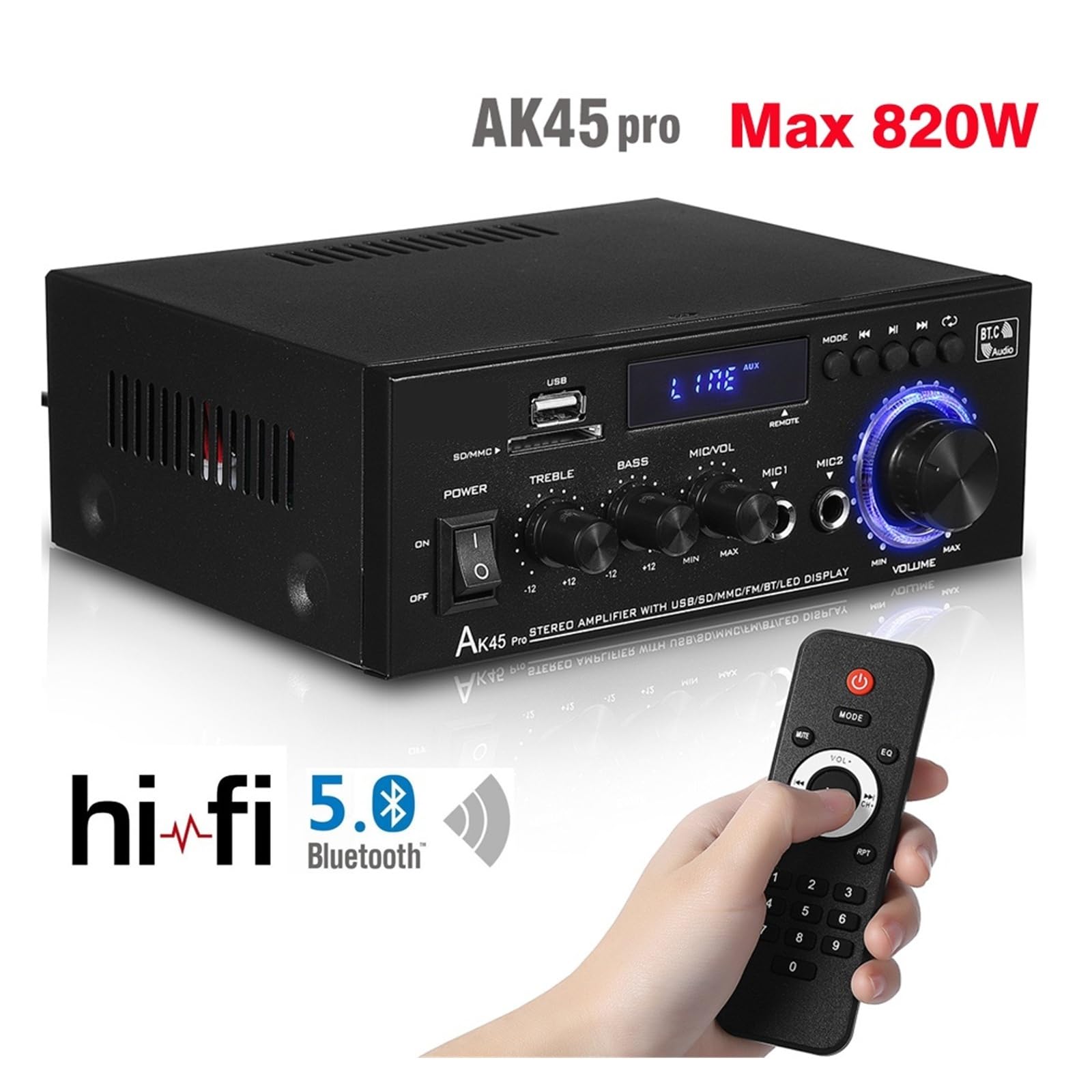 Wzmacniacz cyfrowy HiFi o maksymalnej mocy 90 W x 2 kanały 2.0 Bluetooth Surround Sound AMP Głośnik Do kina domowego