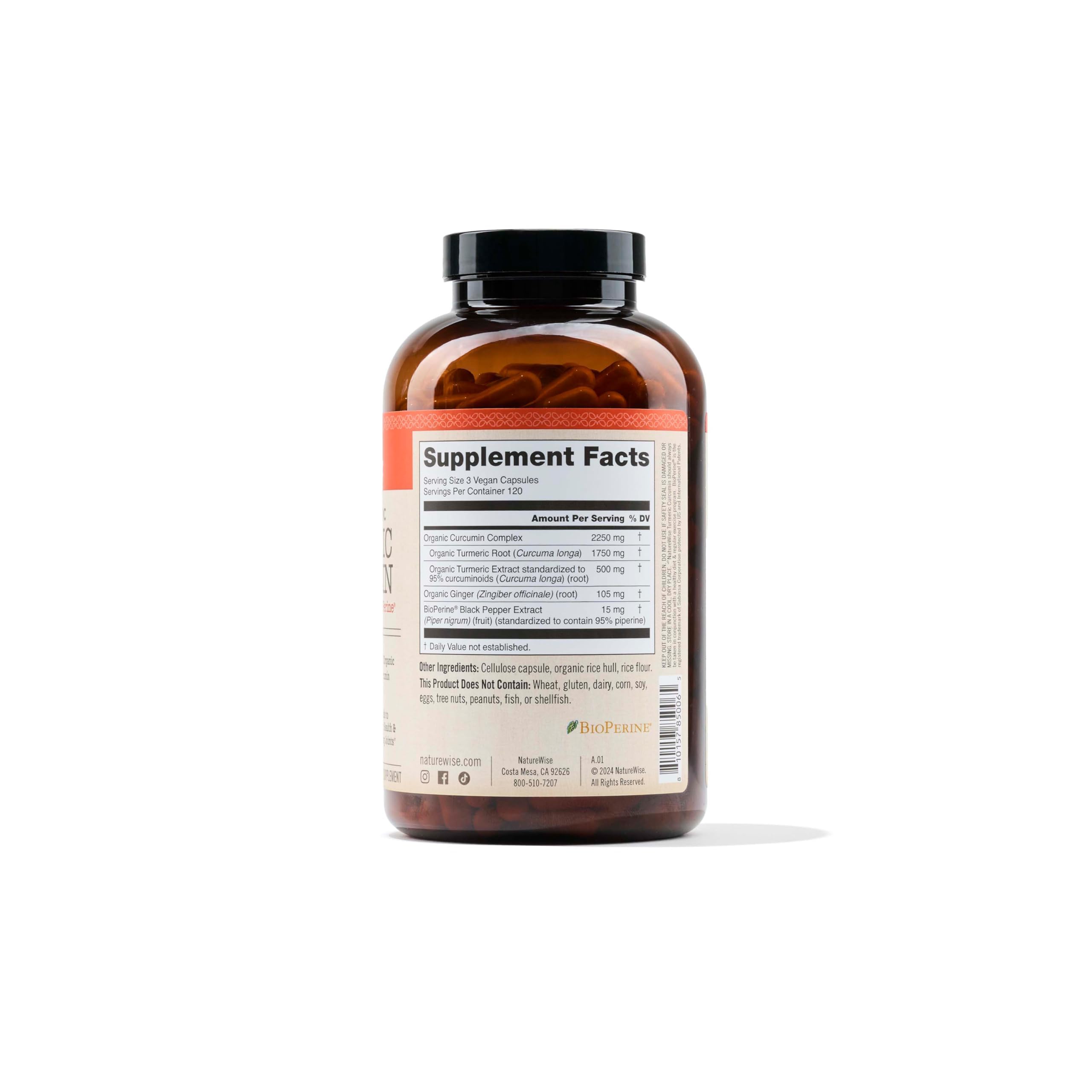 NatureWise Curcumin Turmeric 2250mg - 95% Curcuminoids & BioPerine Black Pepper Extract for Advanced Absorption - Daily Joint and Immune Health Support - Vegan, Non-GMO, 360 Count[120-Day Supply]
