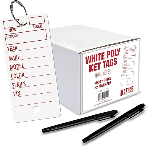 Miniatura 1 de Better Office Products - 500 etiquetas de polietileno, 1.375 x 3 pulgadas, etiquetas de plástico duradero para concesionarios, incluye más de 500