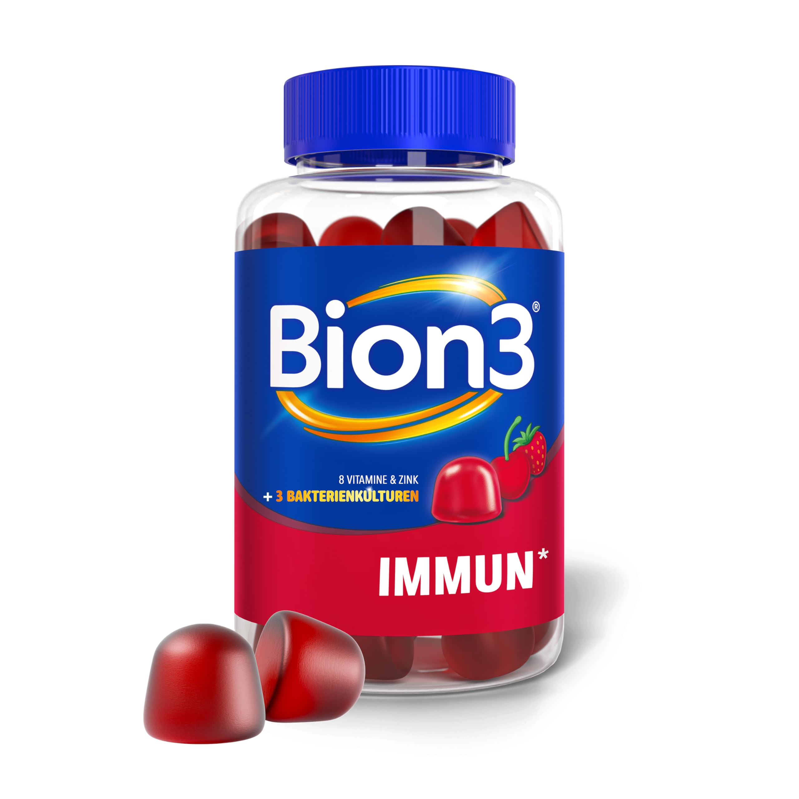 Bion3® IMMUN(1) Weichgummis, Nahrungsergänzungsmittel zur Unterstützung des Immunsystems(1) mit Vitamin C, Niacin, Zink und mit Bakterienkulturen, 60 Weichgummis, Vorrat für 1-2 Monate