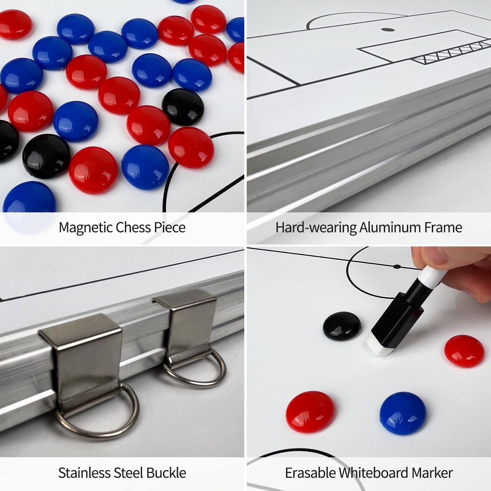 Lavagna Tattica Calcio, Lavagnetta Magnetica, Cartellina Allenatore con Penna Magneti e Accessori, Football Coaching Board, per Insegnare e Formazione, Tattiche e Strategie
