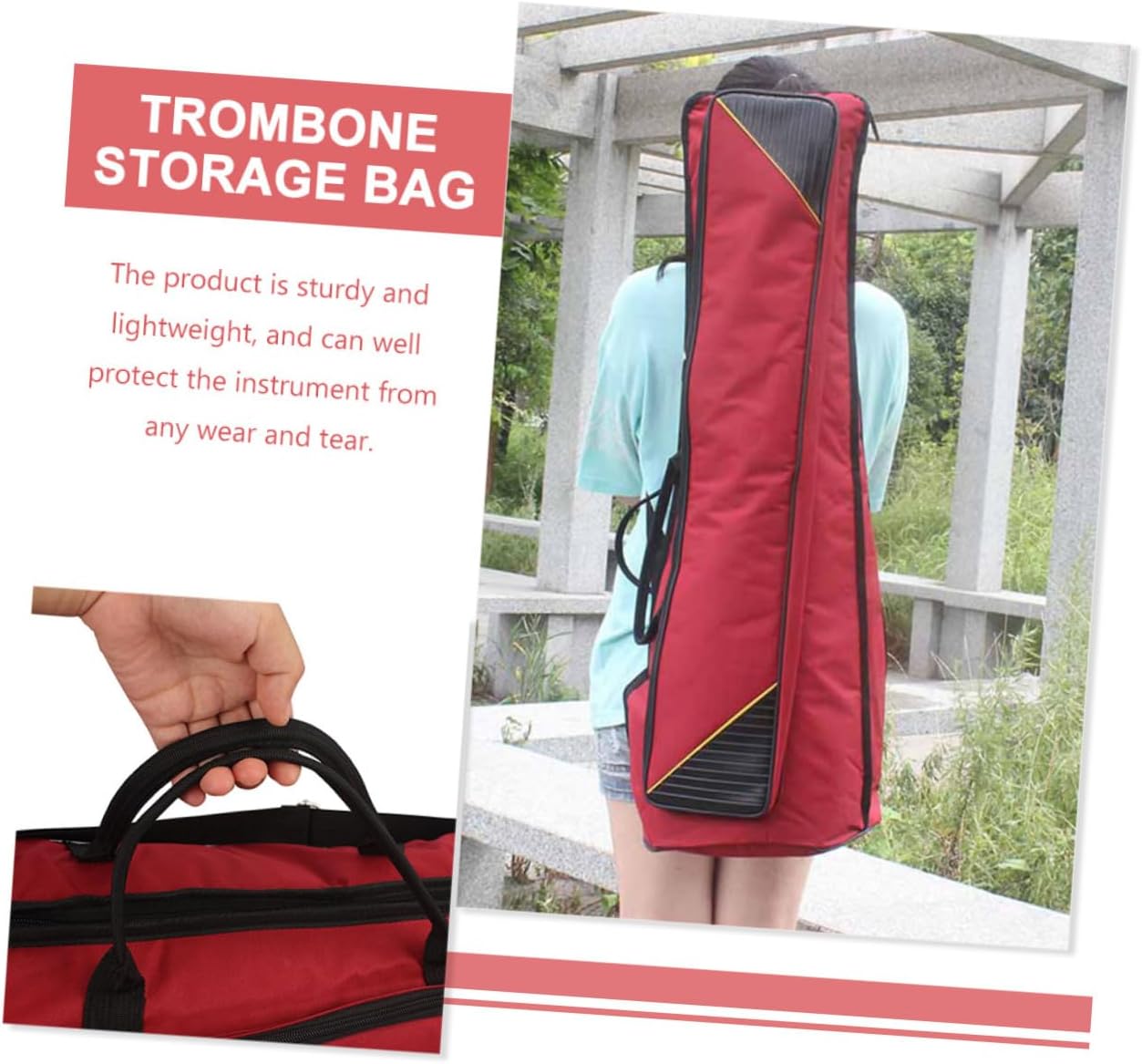 Thickened Oxford Cloth Trombone Bag Portable Musical Instrument Storage Case with Front Pocket for Tenor Trombone Players