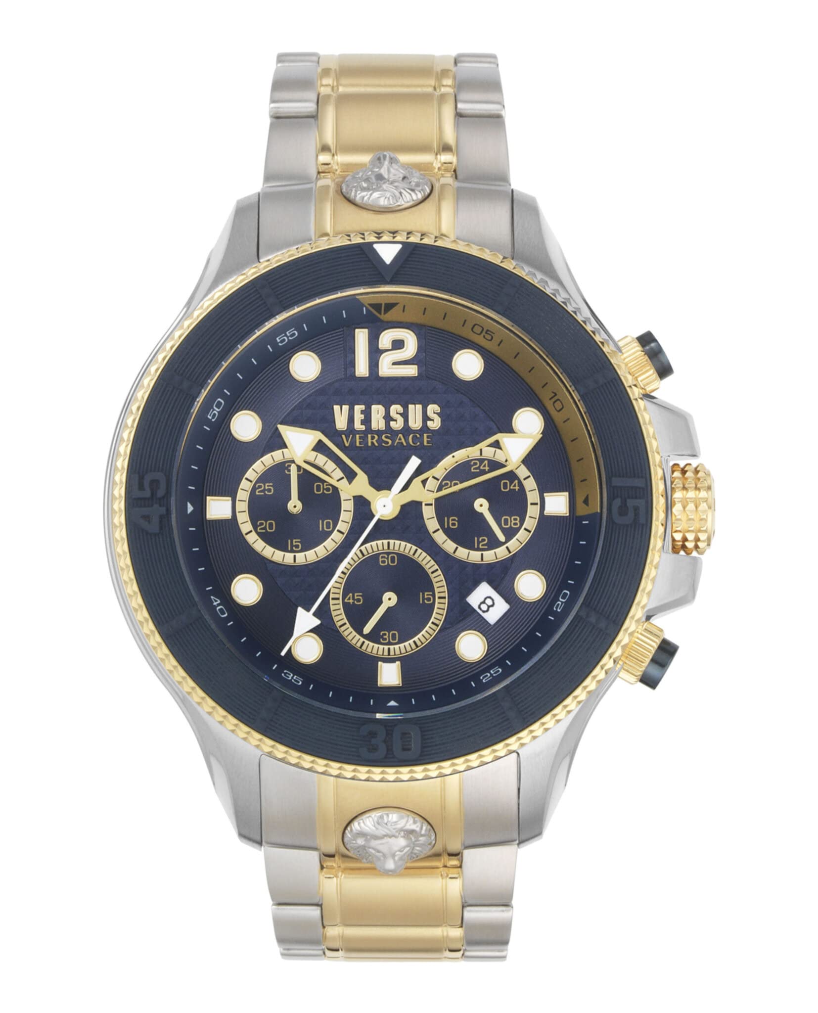 Versus Versace Mens Blue 49 mm Volta Watch VSPVV1721, Gold/Silver, Volta