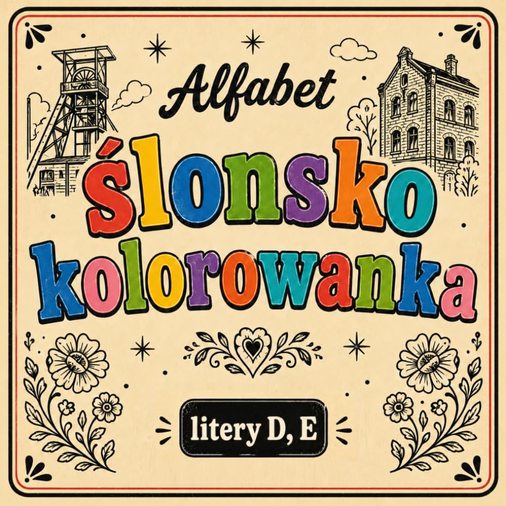 Ślonsko kolorowanka [nr 5/19]. Alfabet: [ litery D i E ] . Nauka języka śląskiego poprzez obrazki, odstresowująca.: Śląska kolorowanka bold & easy