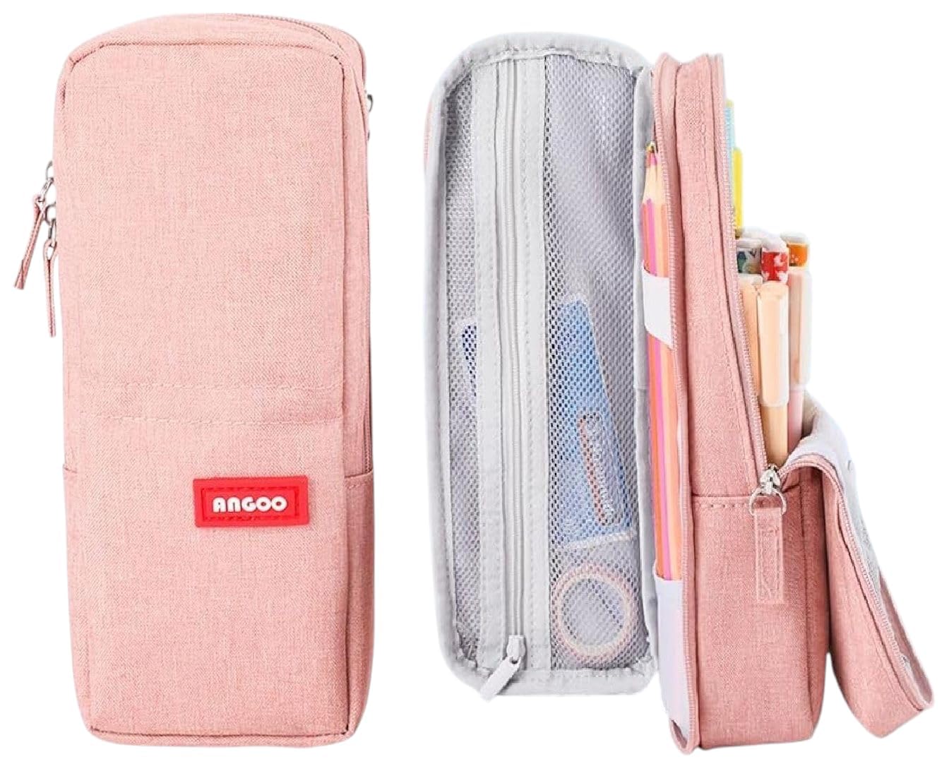 Kiddie Galaxia Cotton Pencil Case 4 Layer with 2 Compartment Cute Aesthetic Pencil Case for Boys & Girls Large Capacity Pencil Pouch for School Kids Cute Stationary Gift, Pink